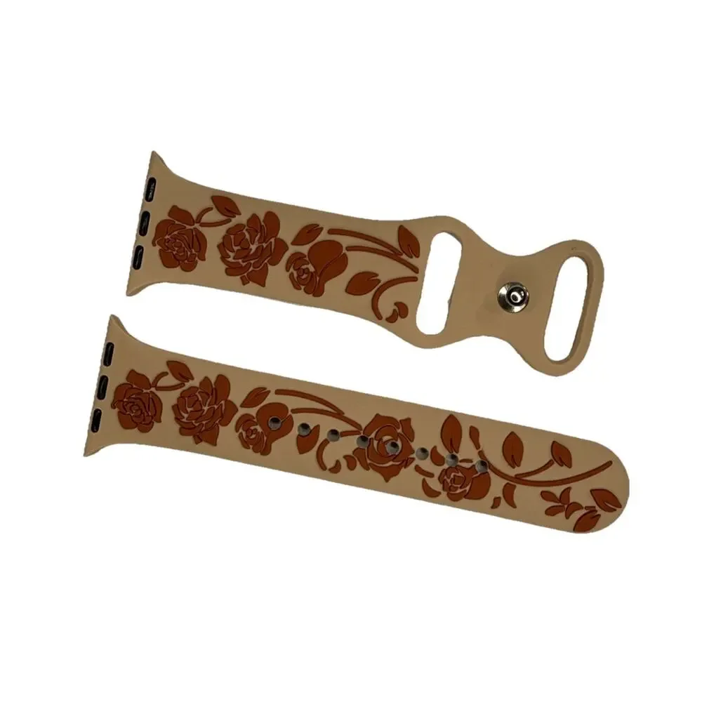 Floral Engraved Band Compatible with Apple Watch 42/44/45/49mm